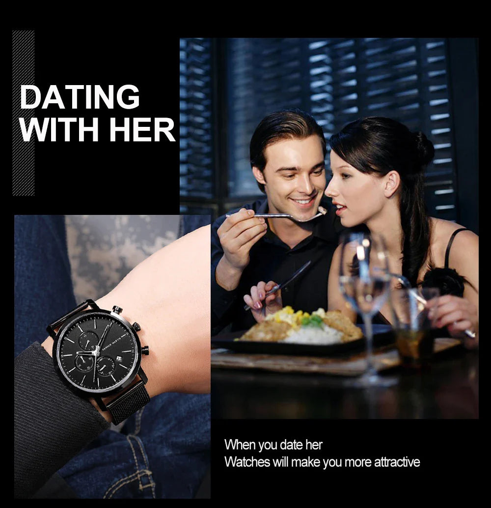 Quarzuhr für Herren – Edelstahl Chronograph mit Datum und Wasserschutz