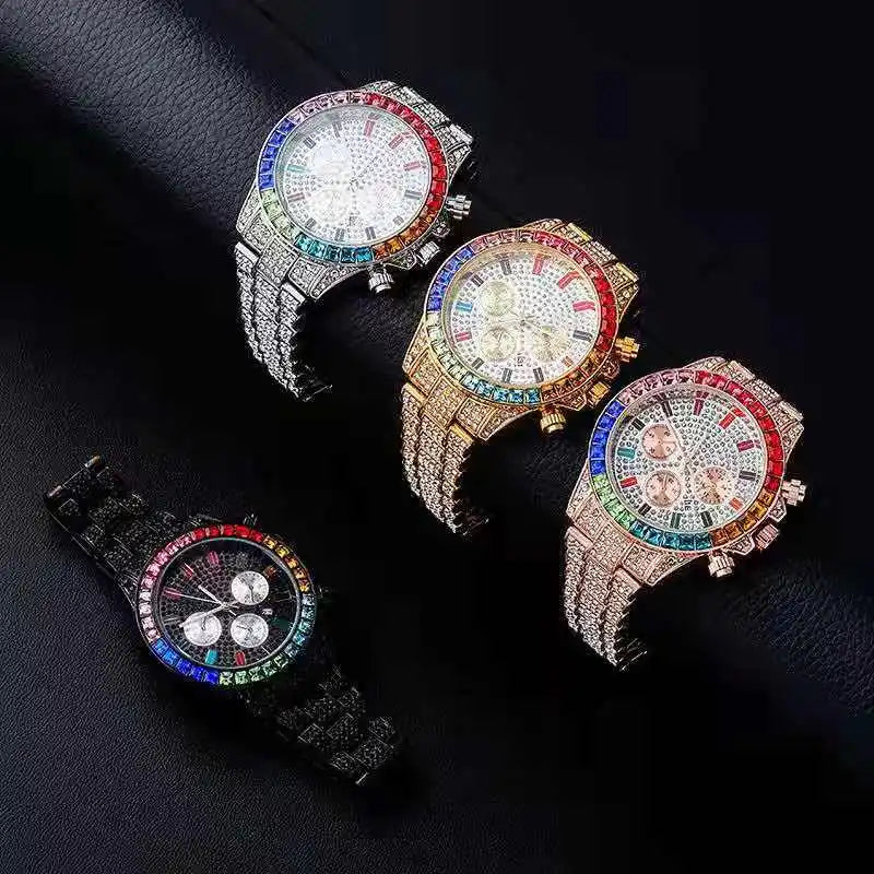 Iced Out Quarzuhr – Statement-Piece in Gold