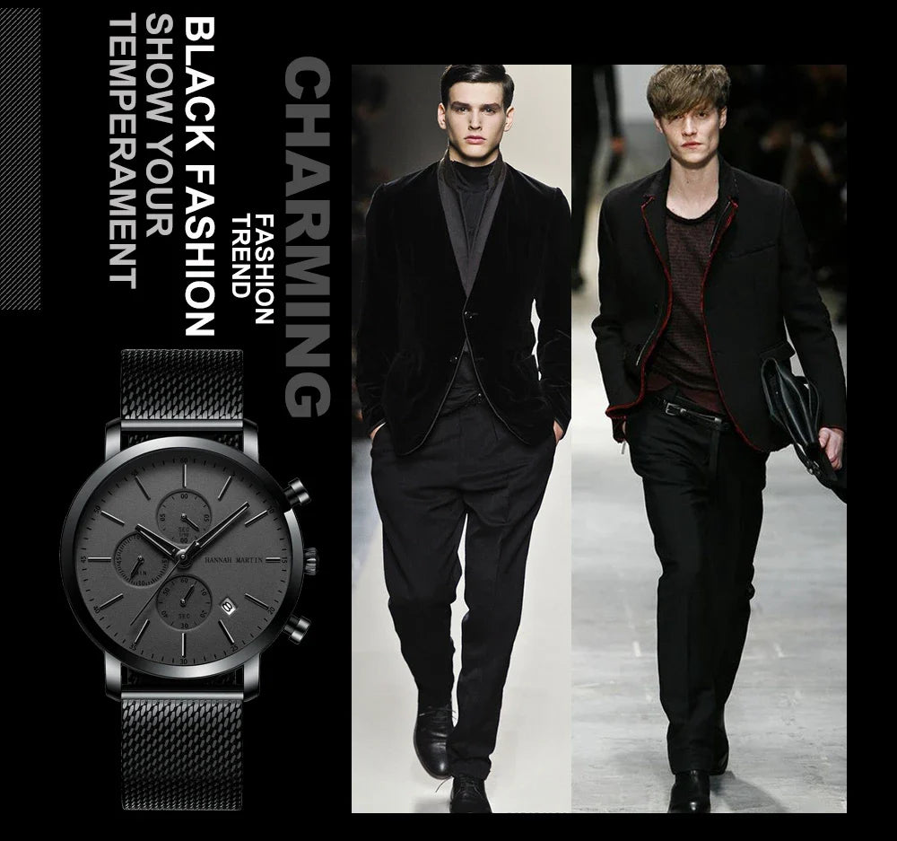 Quarzuhr für Herren – Edelstahl Chronograph mit Datum und Wasserschutz