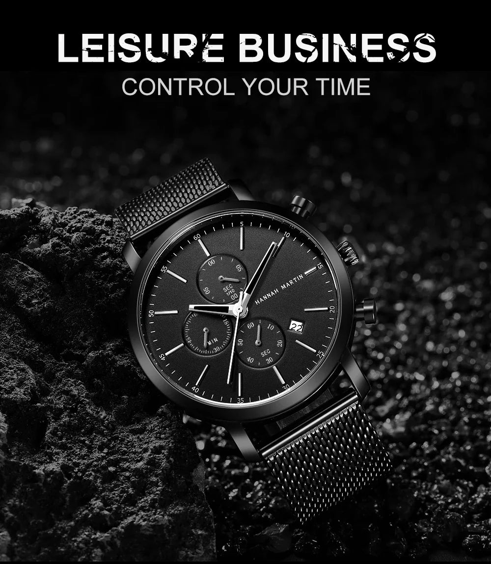 Quarzuhr für Herren – Edelstahl Chronograph mit Datum und Wasserschutz