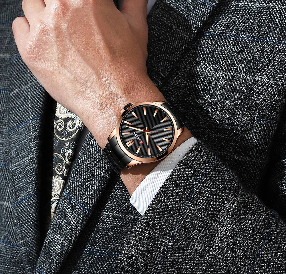 Herren Armbanduhr – Edelstahl Mesh Quarz-Uhr | Business & Freizeit | 3ATM Wasserdicht