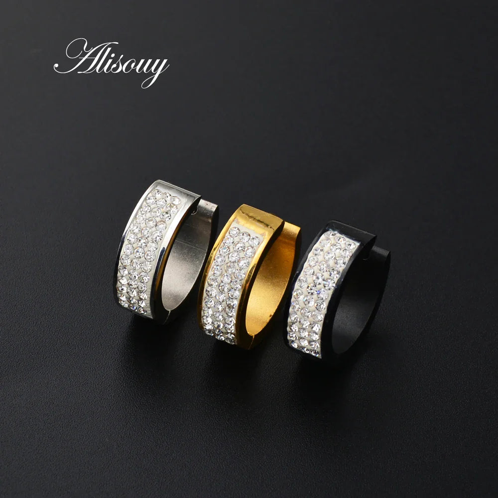 Edelstahl-Creolen mit Zirkonia für Damen & Herren