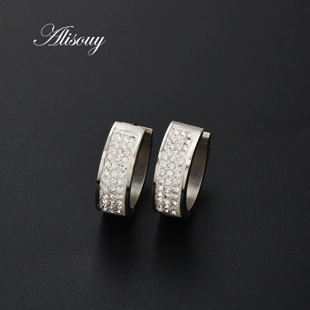 Edelstahl-Creolen mit Zirkonia für Damen & Herren