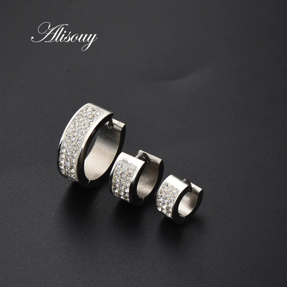 Edelstahl-Creolen mit Zirkonia für Damen & Herren