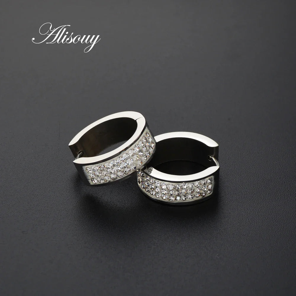 Edelstahl-Creolen mit Zirkonia für Damen & Herren