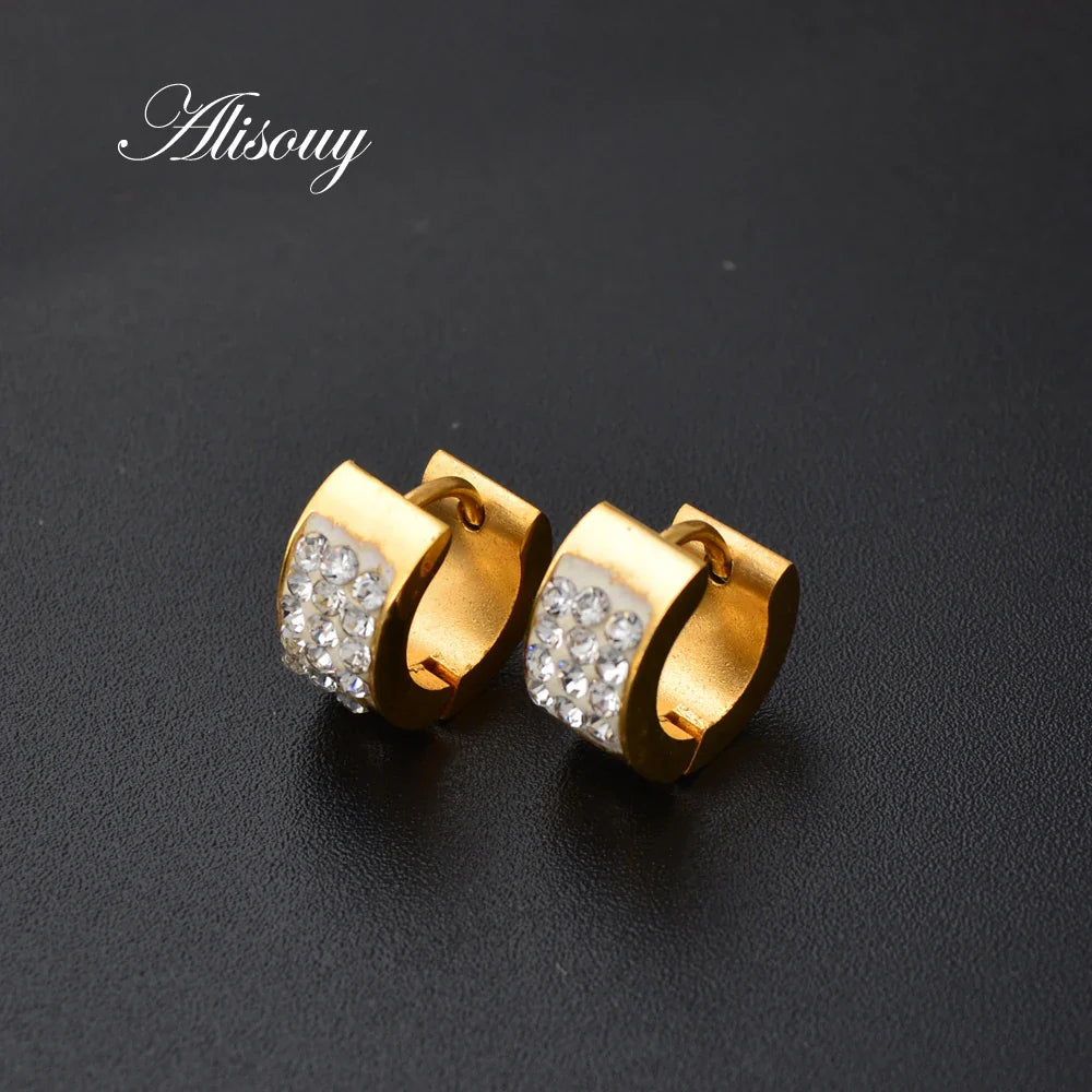 Edelstahl-Creolen mit Zirkonia für Damen & Herren