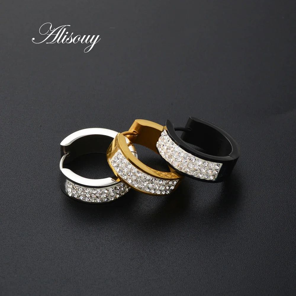 Edelstahl-Creolen mit Zirkonia für Damen & Herren