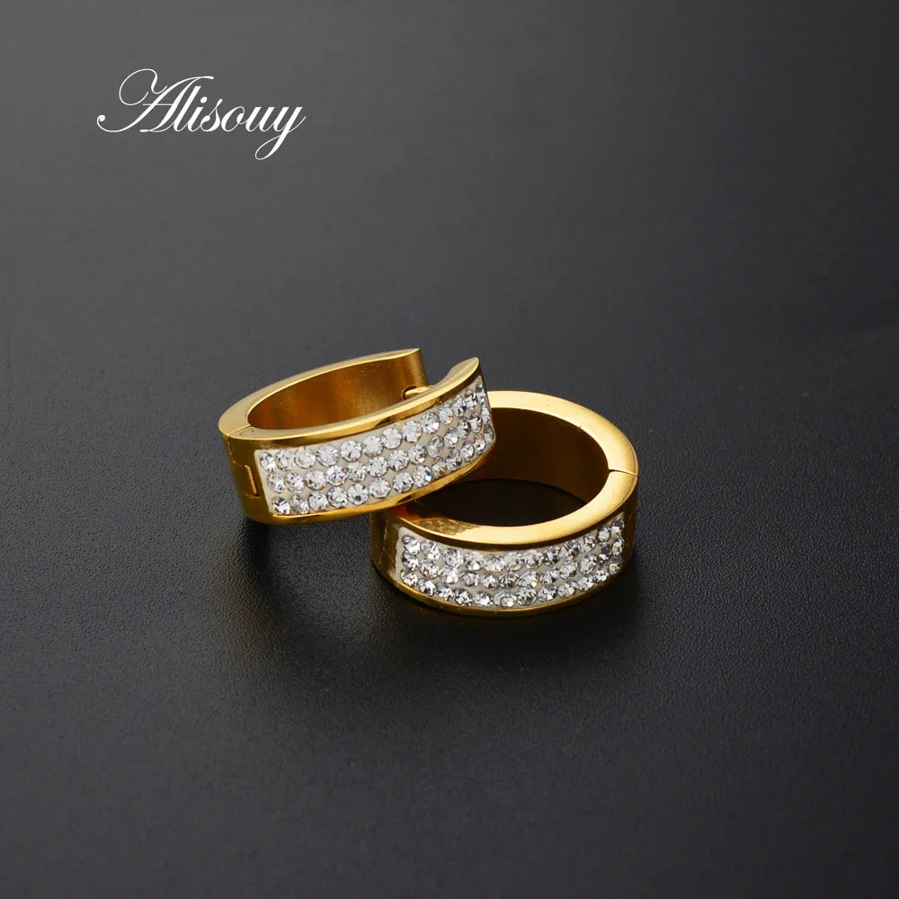 Edelstahl-Creolen mit Zirkonia für Damen & Herren