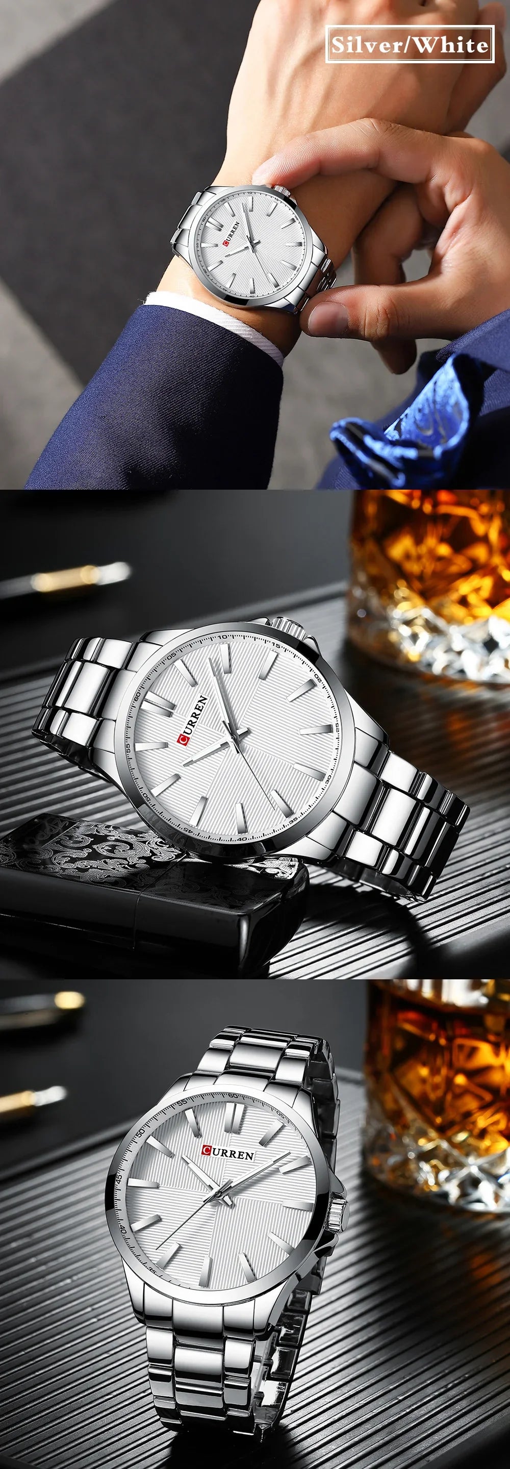 Herren Armbanduhr – Edelstahl Mesh Quarz-Uhr | Business & Freizeit | 3ATM Wasserdicht