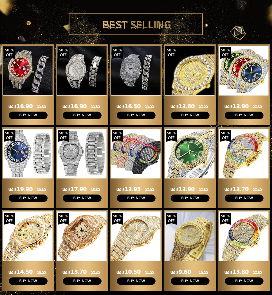 Iced Out Quarzuhr – Statement-Piece in Gold