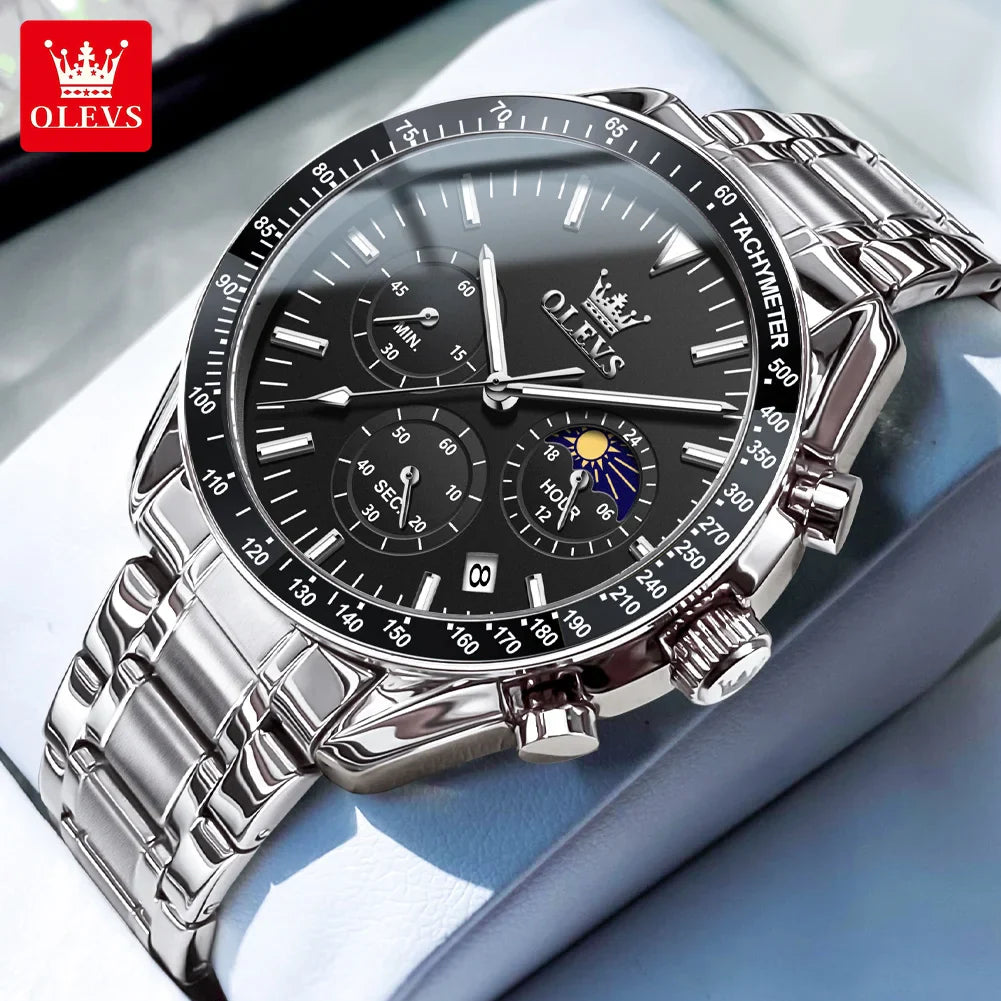 OLEVS Herren Quarz-Armbanduhr 3618 – Chronograph, Wasserdicht, Luminous