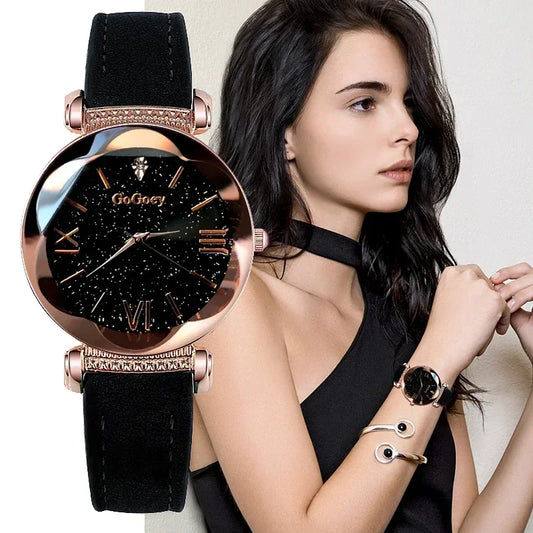 Starry Sky Quarz-Armbanduhr für Frauen – Elegante Damen Uhr, Montre Femme, Reloj Mujer, Horloges Women, Relógio Feminino