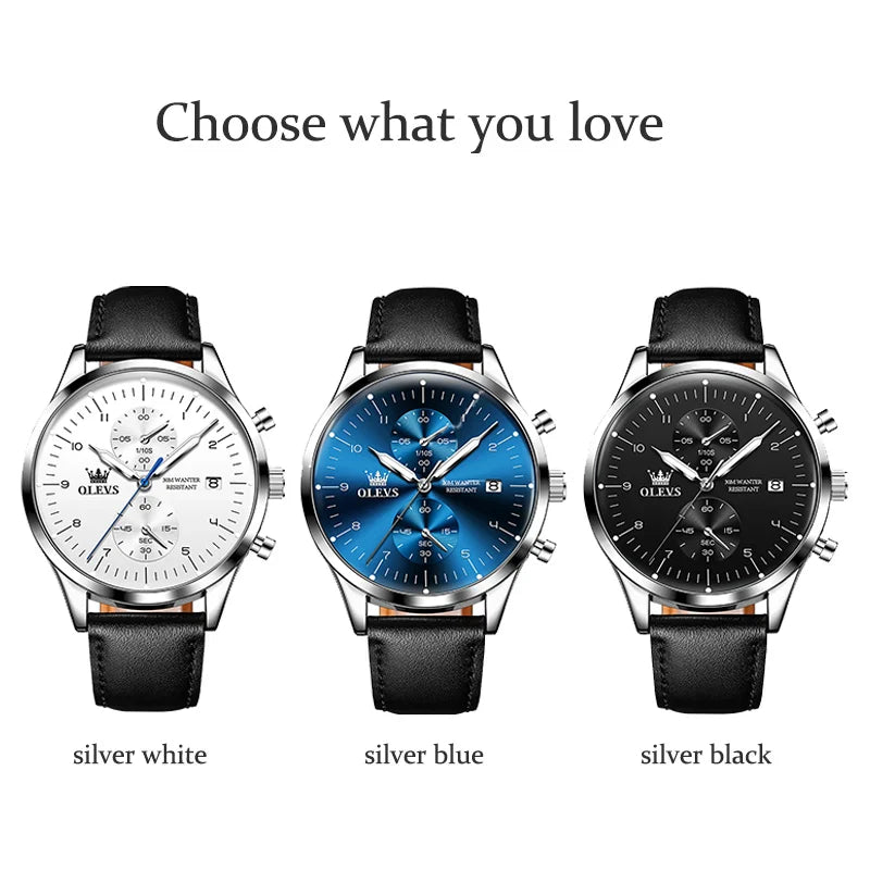 Luxus Quarzuhr für Herren – Wasserdicht, Chronograph, Luminous, Automatisches Datum