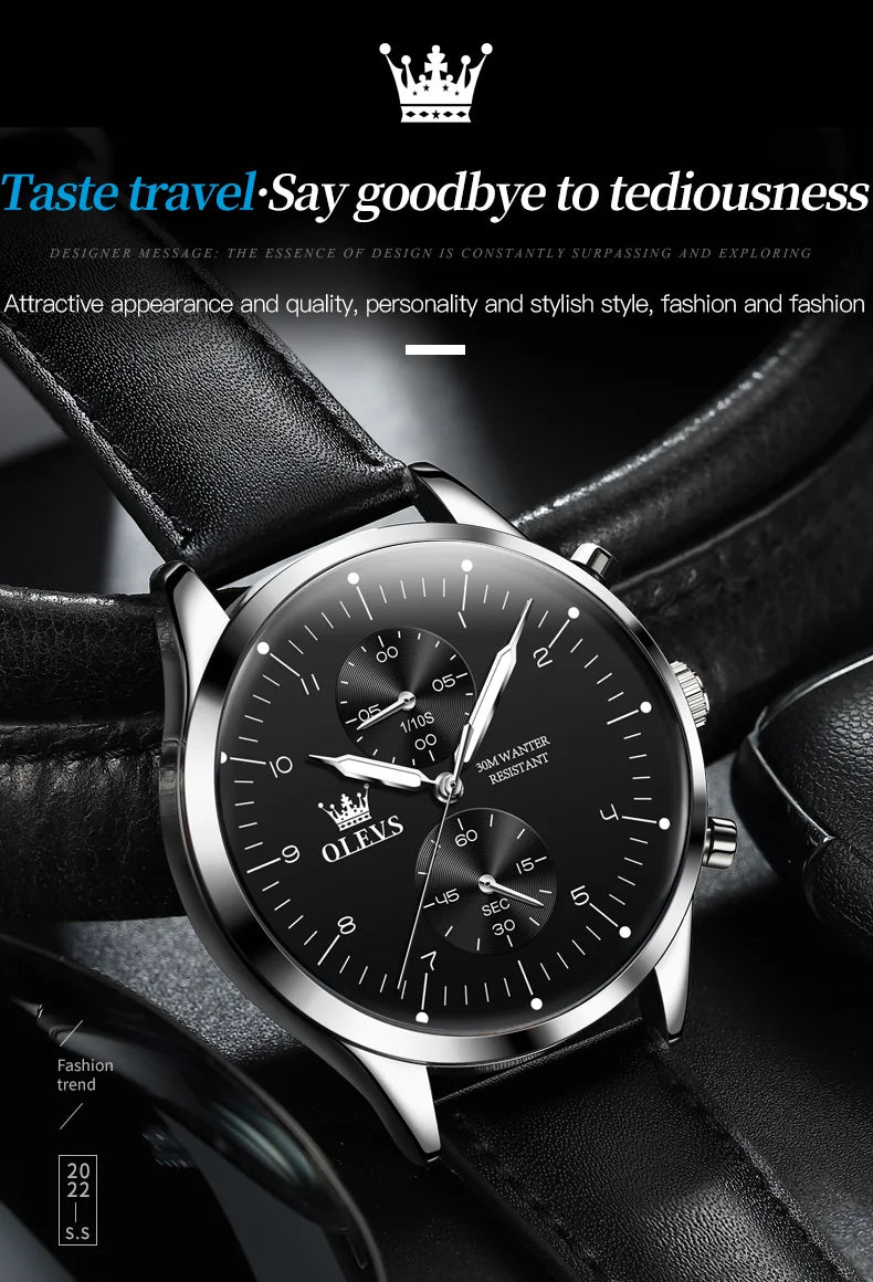 Luxus Quarzuhr für Herren – Wasserdicht, Chronograph, Luminous, Automatisches Datum