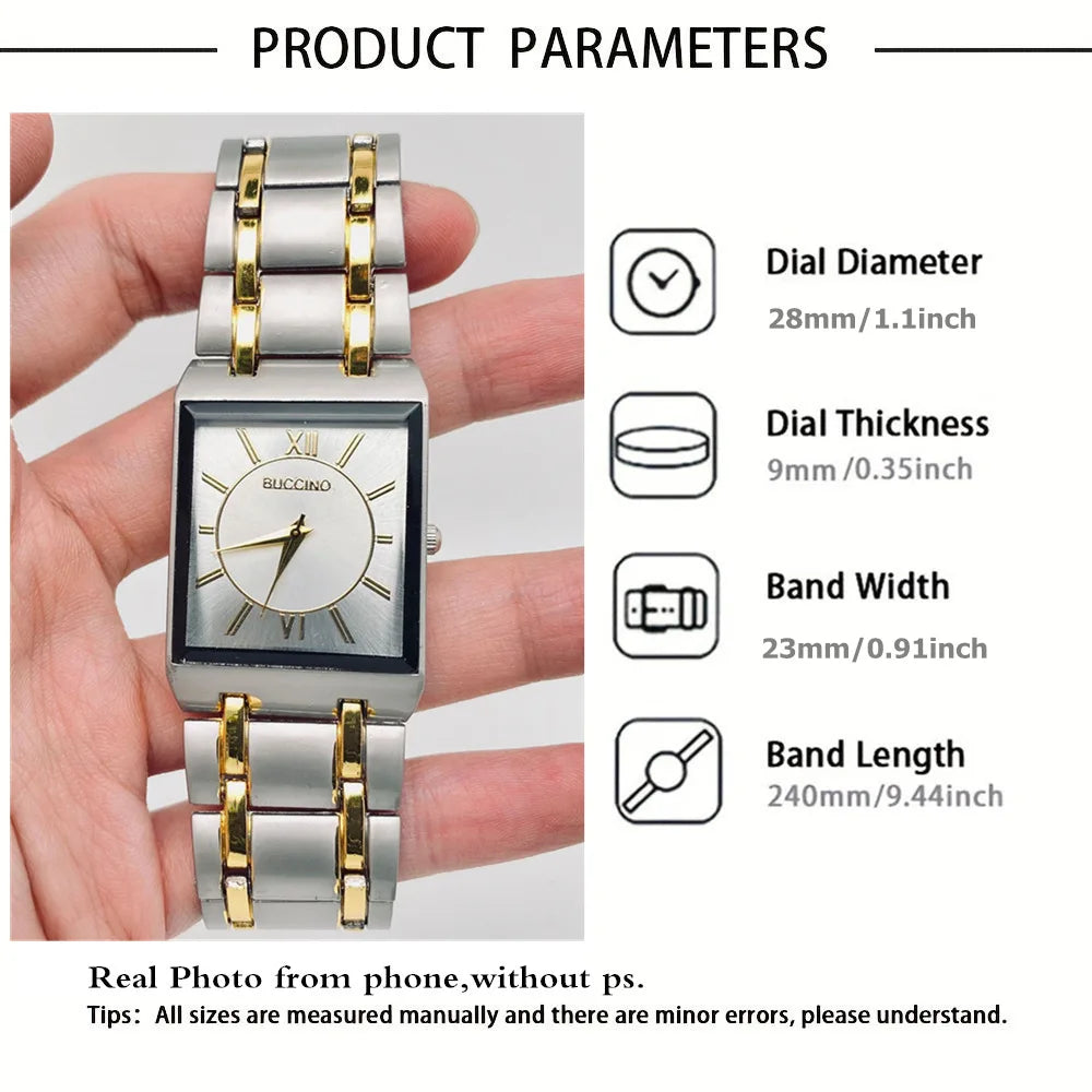Elegante Rechteckige Quarzuhr für Männer – Silberne & Goldene Edelstahl Armbanduhr, Mode Uhr, Herren Uhr, Luxus Relogio Masculino