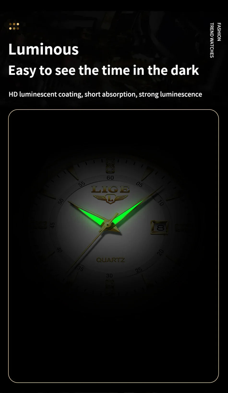 LIGE Damen Quarzuhr – Goldene Edelstahl Armbanduhr mit Luminous Zeigern, Stopuhr, Wasserfest, Auto-Datum – Luxus Armbanduhr für Damen