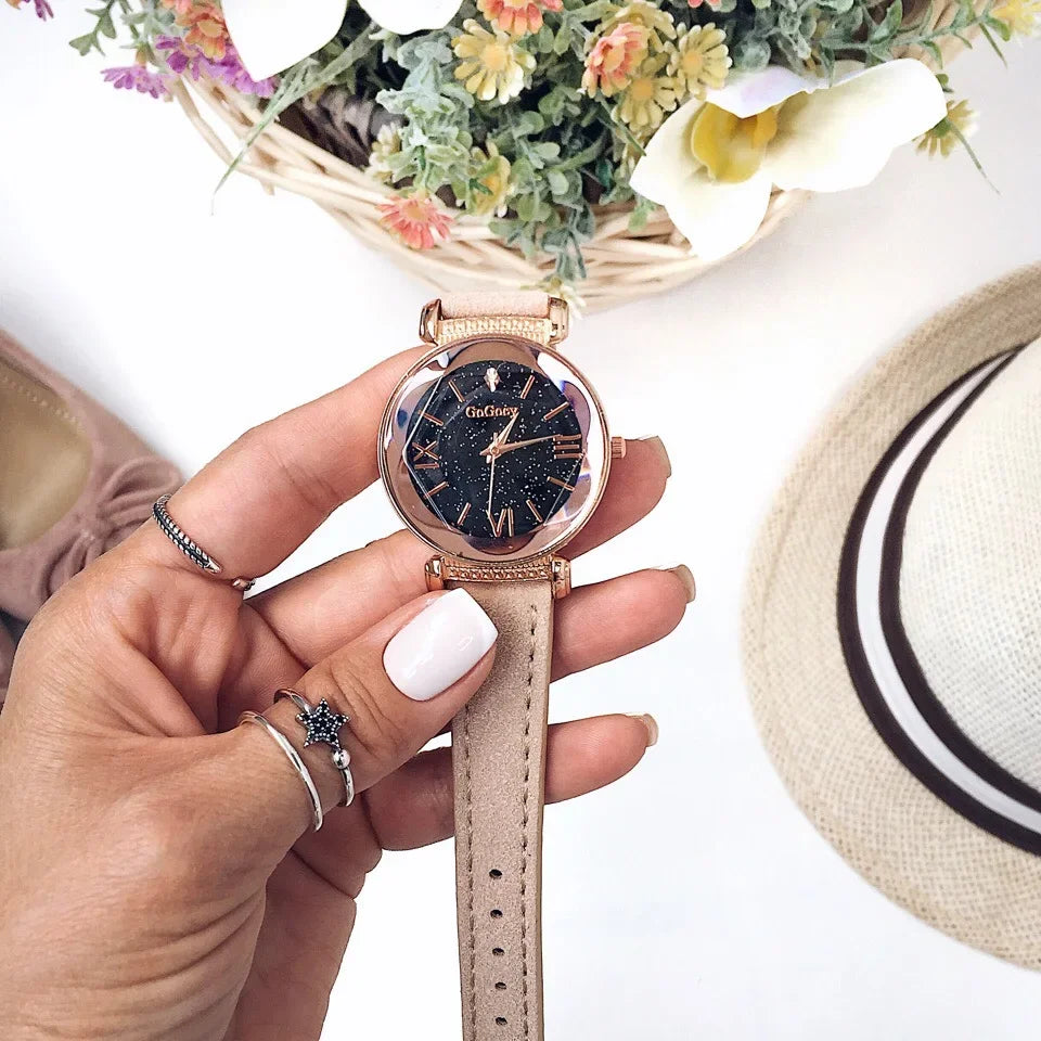 Starry Sky Quarz-Armbanduhr für Frauen – Elegante Damen Uhr, Montre Femme, Reloj Mujer, Horloges Women, Relógio Feminino