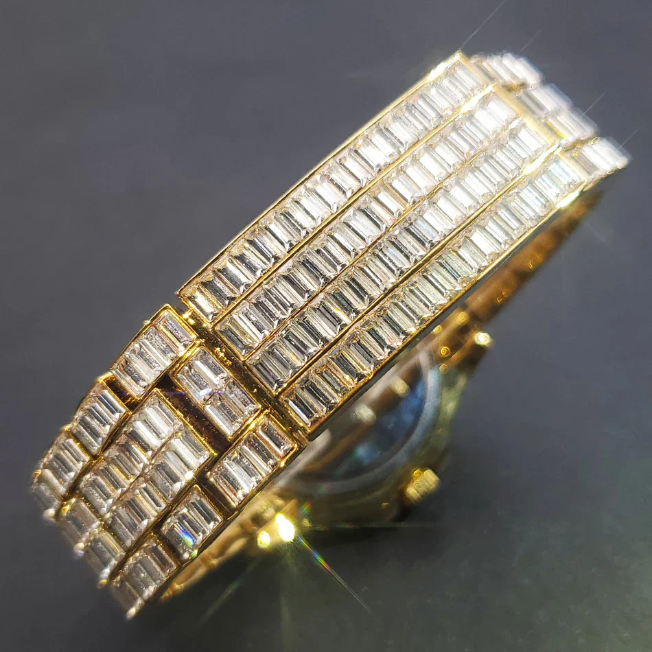 Ice Out Luxus Quarzuhr für Herren – Voll Diamant, Luminous Zeiger, 30m Wasserdicht, Edelstahl, Auto Date, Anti-Magnetisch