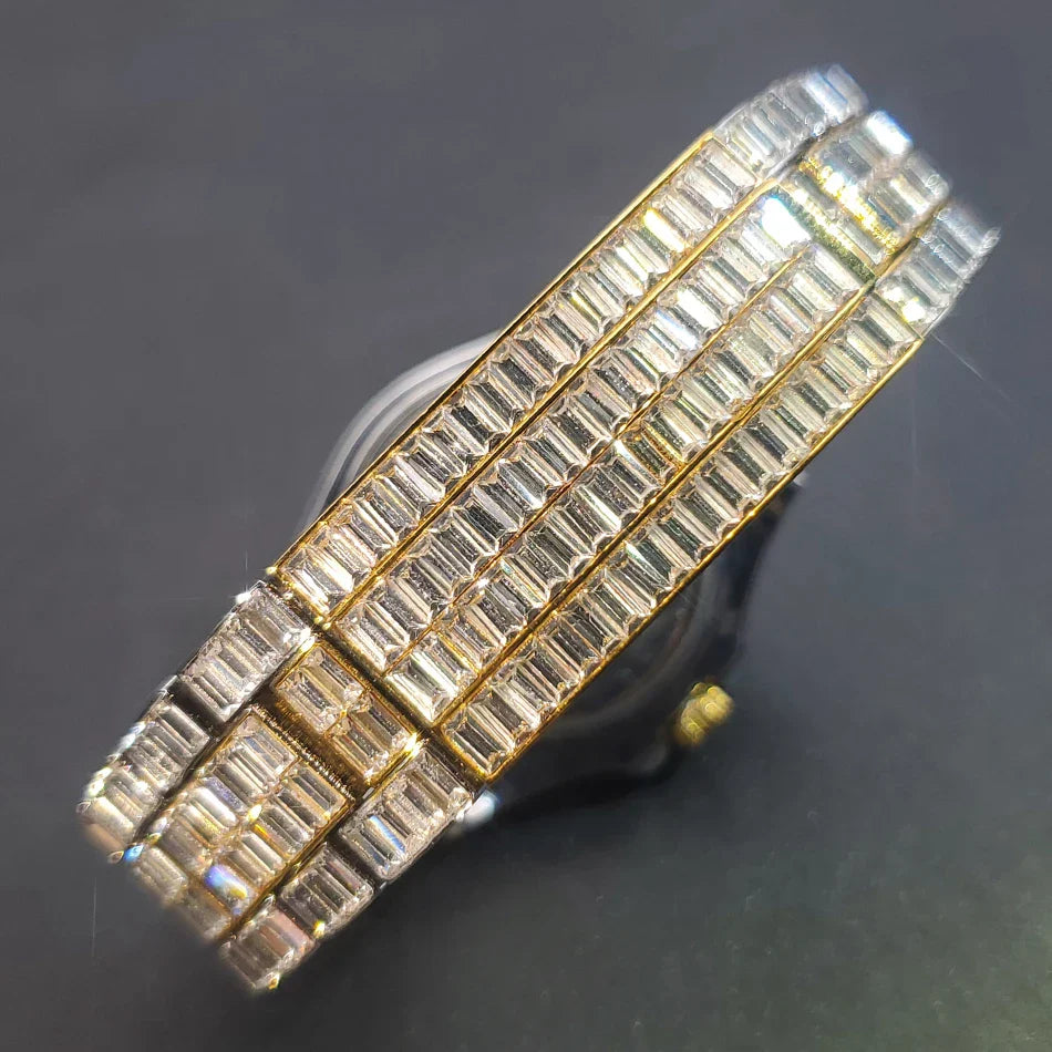 Ice Out Luxus Quarzuhr für Herren – Voll Diamant, Luminous Zeiger, 30m Wasserdicht, Edelstahl, Auto Date, Anti-Magnetisch