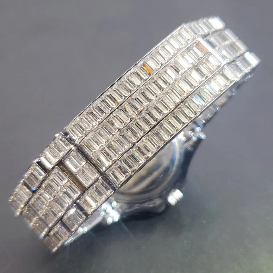 Ice Out Luxus Quarzuhr für Herren – Voll Diamant, Luminous Zeiger, 30m Wasserdicht, Edelstahl, Auto Date, Anti-Magnetisch