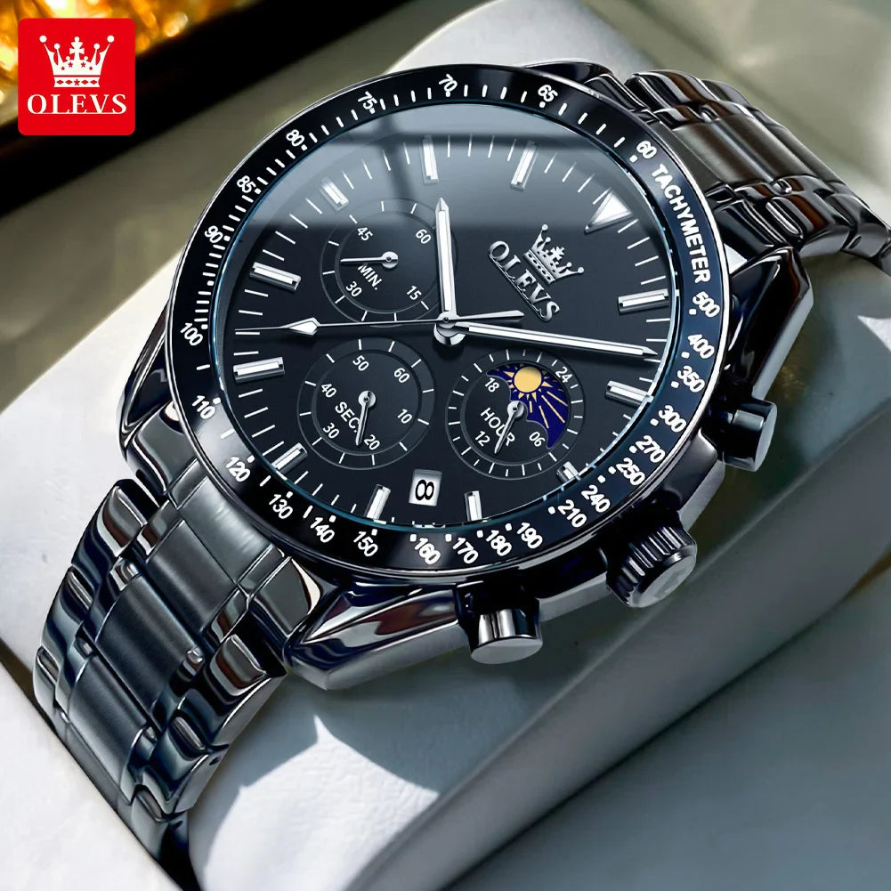 OLEVS Herren Quarz-Armbanduhr 3618 – Chronograph, Wasserdicht, Luminous