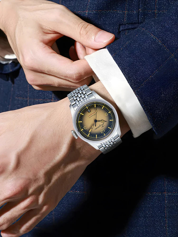 YN55a Herrenuhr – Luxus Automatik Uhr 38 mm, Retro Design, Chronograph, 100 m wasserdicht, Vintage Style