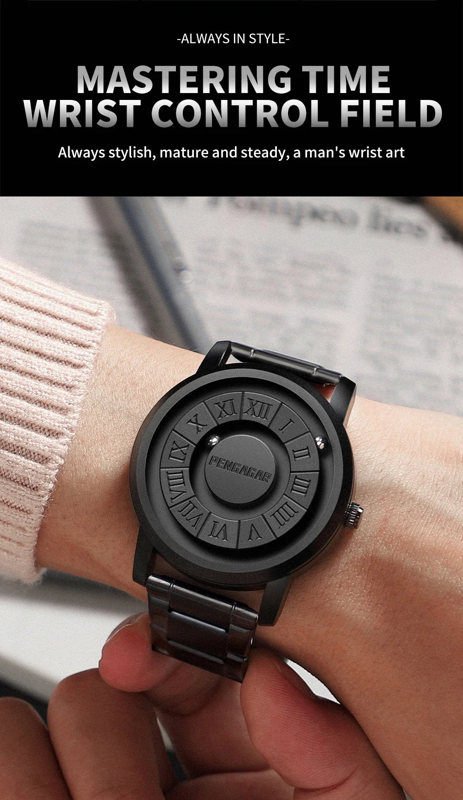 2024 Neue Luxus Quarzuhr für Männer – Kreative Scrollen Zeiger, Magnetische Handgelenk Uhr, Relogio Masculino