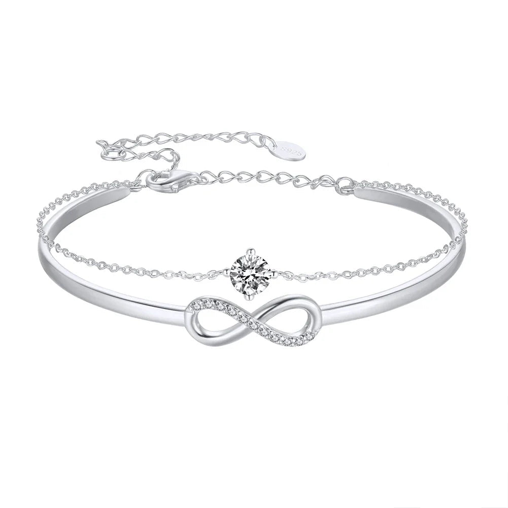 925er Sterling Silber Unendlichkeits-Armband mit Zirkonia und Vergoldung