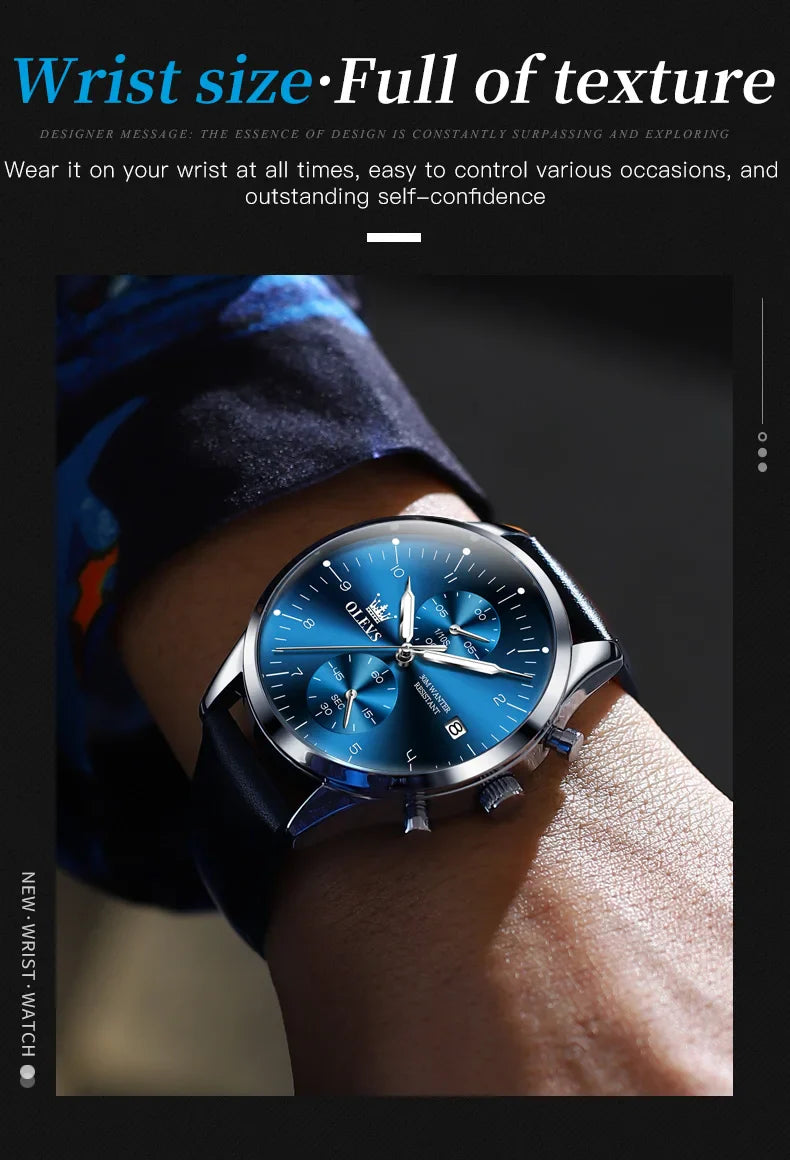 Luxus Quarzuhr für Herren – Wasserdicht, Chronograph, Luminous, Automatisches Datum