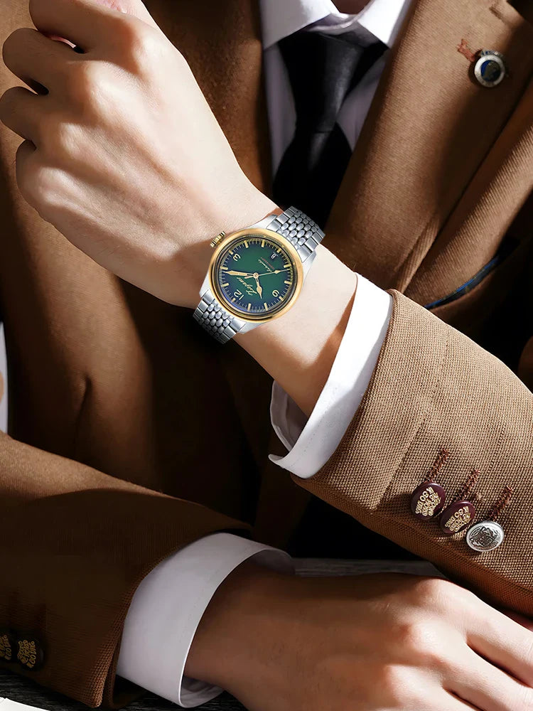 YN55a Herrenuhr – Luxus Automatik Uhr 38 mm, Retro Design, Chronograph, 100 m wasserdicht, Vintage Style