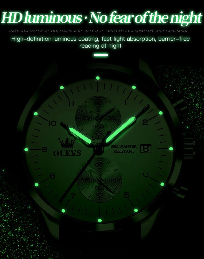 Luxus Quarzuhr für Herren – Wasserdicht, Chronograph, Luminous, Automatisches Datum