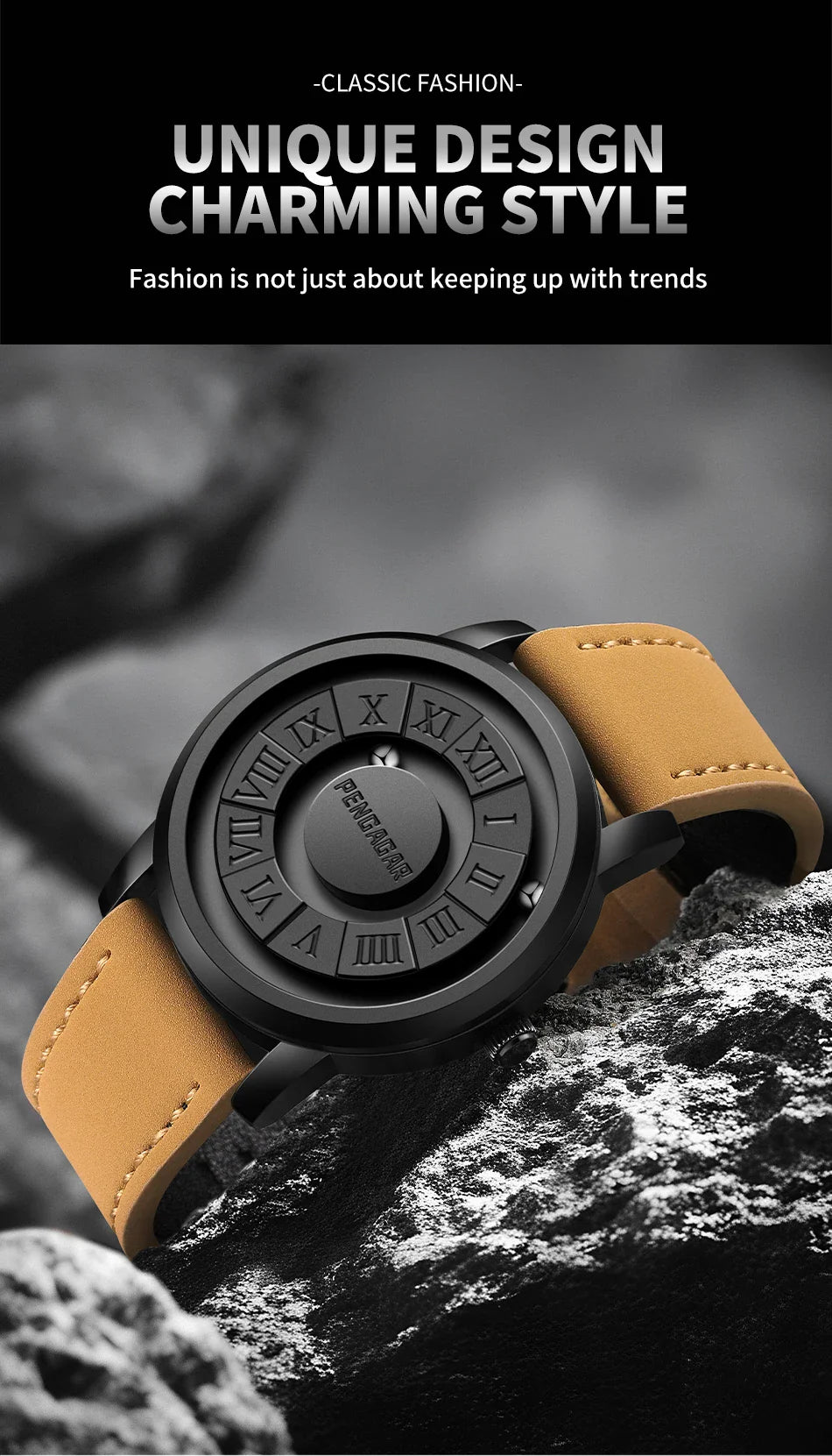 2024 Neue Luxus Quarzuhr für Männer – Kreative Scrollen Zeiger, Magnetische Handgelenk Uhr, Relogio Masculino