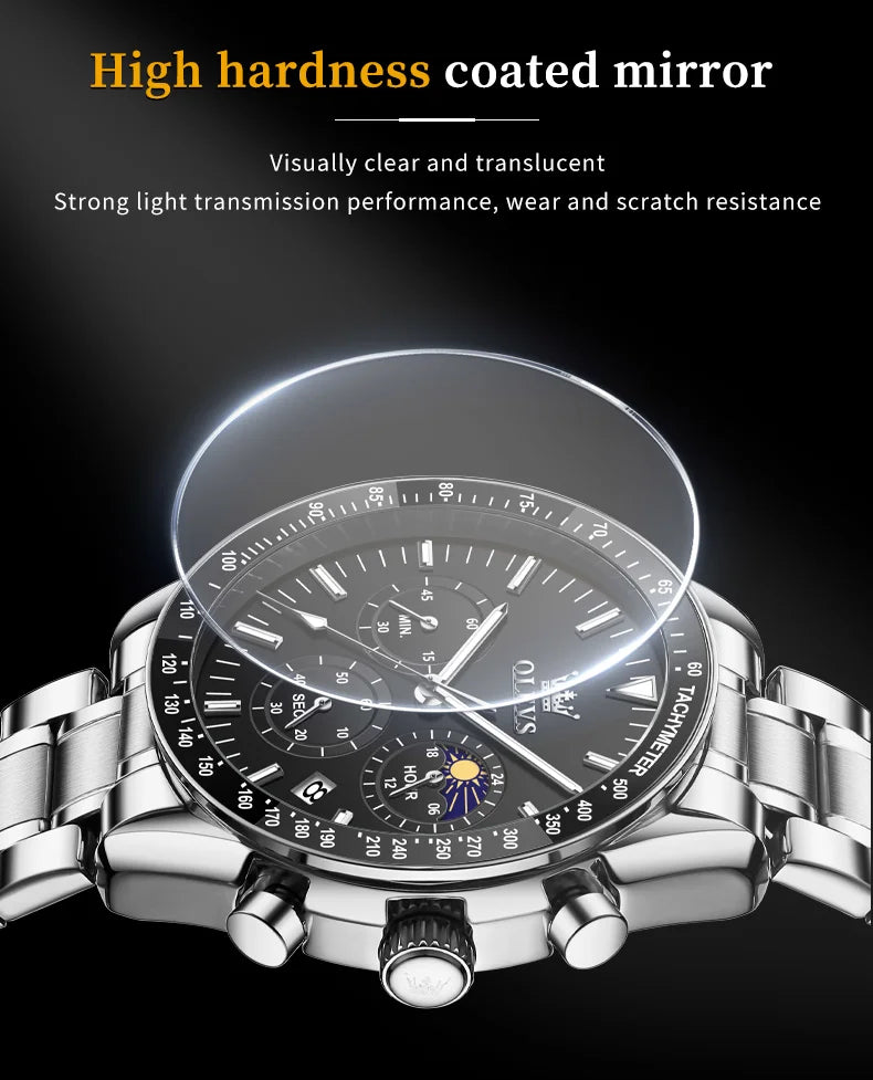 OLEVS Herren Quarz-Armbanduhr 3618 – Chronograph, Wasserdicht, Luminous
