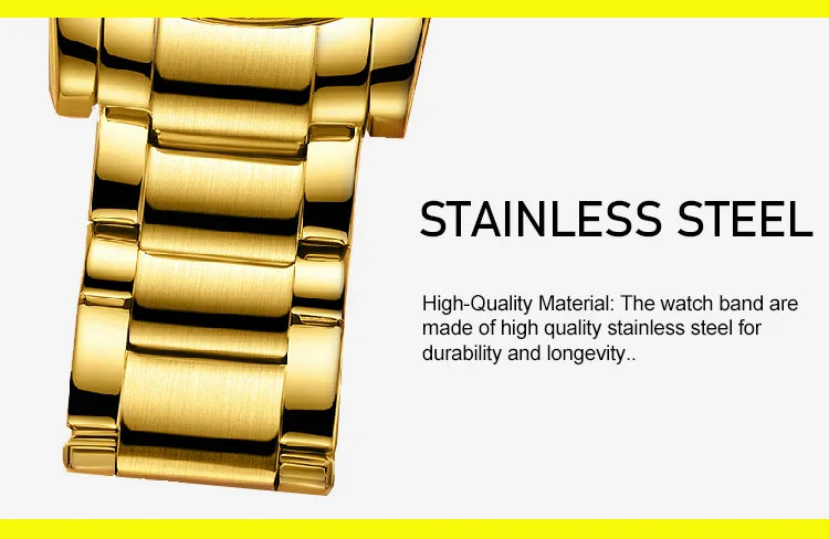 Luxus Herren-Armbanduhr 2025 – Goldene Edelstahluhr mit Dual Display | Relogio Masculino