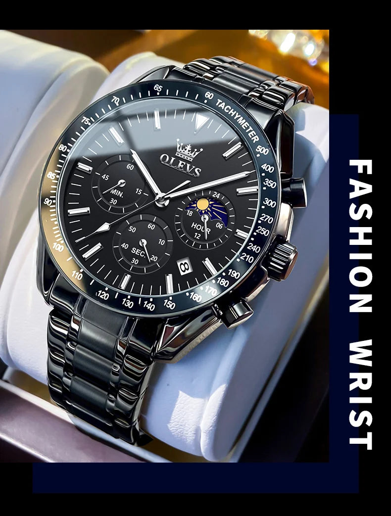 OLEVS Herren Quarz-Armbanduhr 3618 – Chronograph, Wasserdicht, Luminous