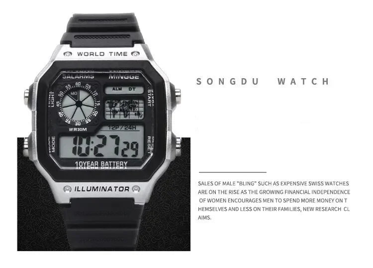 Digitale Retro Uhr für Männer – Sportuhr mit LED-Display, Reloj Hombre, Studenten Uhr, Relogio Masculino