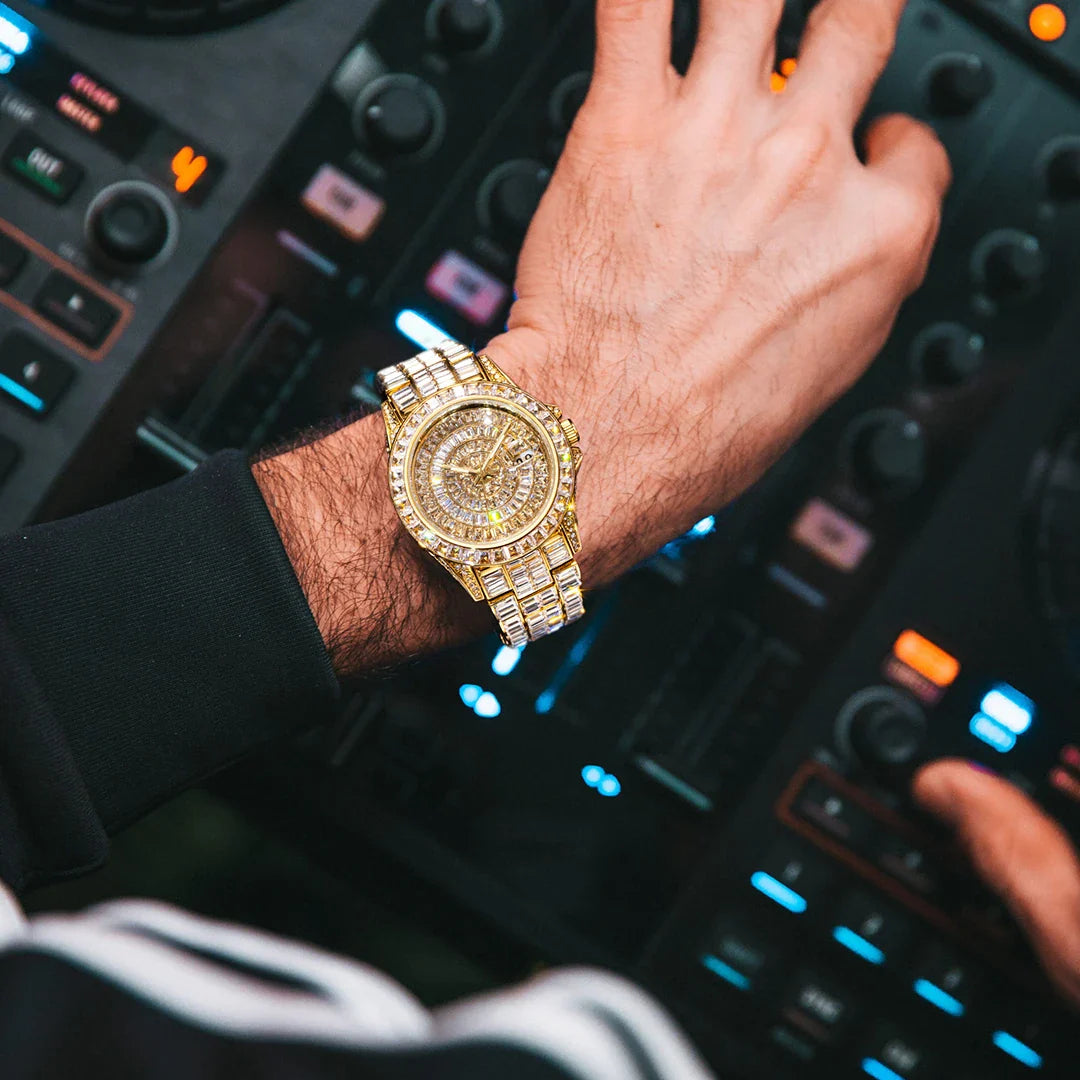 Ice Out Luxus Quarzuhr für Herren – Voll Diamant, Luminous Zeiger, 30m Wasserdicht, Edelstahl, Auto Date, Anti-Magnetisch