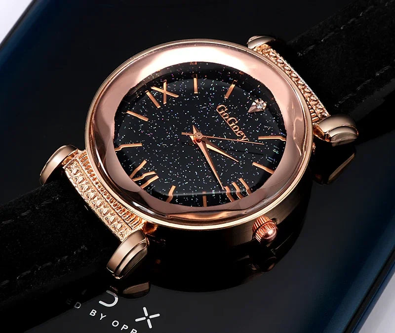 Starry Sky Quarz-Armbanduhr für Frauen – Elegante Damen Uhr, Montre Femme, Reloj Mujer, Horloges Women, Relógio Feminino