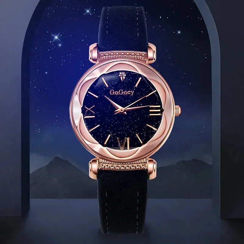 Starry Sky Quarz-Armbanduhr für Frauen – Elegante Damen Uhr, Montre Femme, Reloj Mujer, Horloges Women, Relógio Feminino